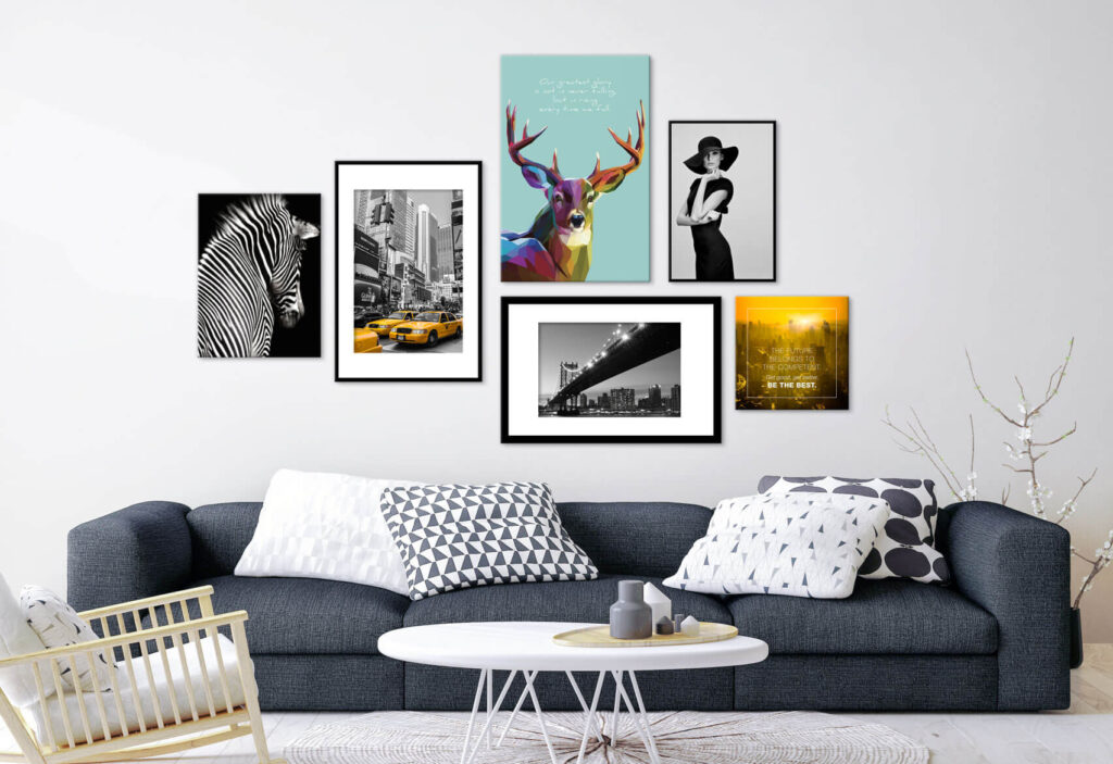 Modern Canvas Cluster Art in a living room