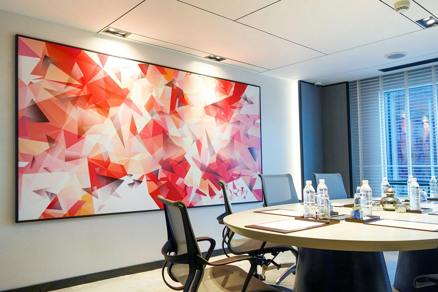 Red Abstract Motive Canvas Print with Black Frame at Renaissance-KL_Executive-Club-Lounge_Meeting Room